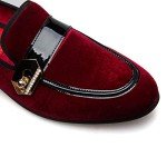 JITAI Men's Red Penny Loafers Slip-On Shoes