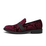 Red Wine Slip-On Tuxedo Loafers for Men
