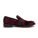 Red Wine Slip-On Tuxedo Loafers for Men