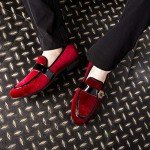 JITAI Men's Red Penny Loafers Slip-On Shoes