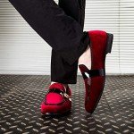 JITAI Men's Red Penny Loafers Slip-On Shoes