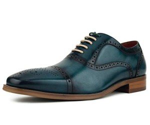 Men's Teal Leather Cap Toe Oxfords - Size 12