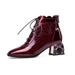 TinaCus Women's Colorful Crystal Chunky Heel Ankle Boots