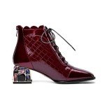 TinaCus Women's Colorful Crystal Chunky Heel Ankle Boots