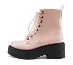 Colorful Chunky Lace-Up Combat Ankle Boots