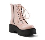 Colorful Chunky Lace-Up Combat Ankle Boots