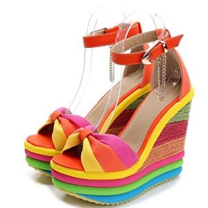 Rainbow Fish Mouth Wedge Sandals for Women