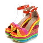 Rainbow Fish Mouth Wedge Sandals for Women