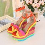Rainbow Fish Mouth Wedge Sandals for Women