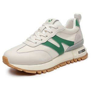 Colorful Women's Lace-Up Suede Sneakers – Green