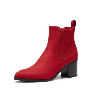 Colorful Women's Retro Chelsea Ankle Boots, Red
