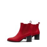 Colorful Women's Retro Chelsea Ankle Boots, Red