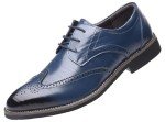 Stylish Blue Leather Lace-Up Dress Shoes Size 12.5
