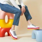 Rainbow Platform Sneakers with Colorful Laces