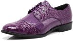Purple Alligator Print Lace-Up Oxfords for Men