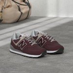 Burgundy/White New Balance Women's 574 Sneakers