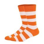 Men's Orange Striped Colorful Cotton Crew Socks