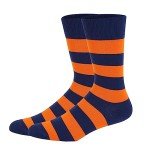 Men's Orange Striped Colorful Cotton Crew Socks