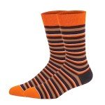 Men's Orange Striped Colorful Cotton Crew Socks