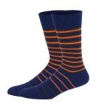 Men's Orange Striped Colorful Cotton Crew Socks