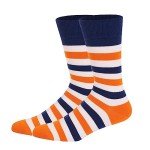 Men's Orange Striped Colorful Cotton Crew Socks