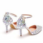 Royal Blue Rhinestone High Heel Sandals