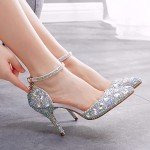Royal Blue Rhinestone High Heel Sandals