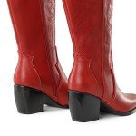 Colorful Cowboy Boots for Women - Red Embroidered
