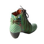 Colorful Lace-Up Polka Dot Chunky Heel Boots