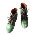 Colorful Lace-Up Polka Dot Chunky Heel Boots