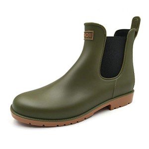 Amoji Waterproof Ankle Chelsea Rain Boots - Oliver Green