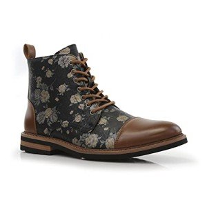 Floral Lace-Up Chukka Boots in Orchid Brown