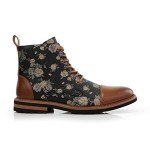 Floral Lace-Up Chukka Boots in Orchid Brown