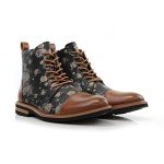 Floral Lace-Up Chukka Boots in Orchid Brown