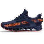 Men's Colorful Mesh Running Shoes - Navy & Orange