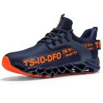 Men's Colorful Mesh Running Shoes - Navy & Orange