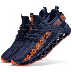 Men's Colorful Mesh Running Shoes - Navy & Orange