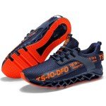 Men's Colorful Mesh Running Shoes - Navy & Orange