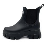 Amoji Waterproof Platform Chelsea Rain Boots - Black