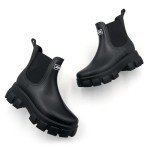 Amoji Waterproof Platform Chelsea Rain Boots - Black