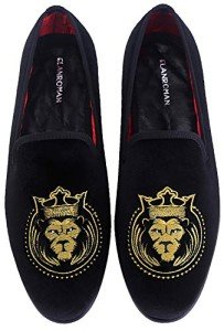Men's Gold Velvet Embroidered Slip-On Loafers