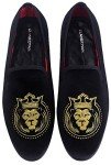 Men's Gold Velvet Embroidered Slip-On Loafers