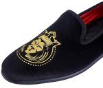 Men's Gold Velvet Embroidered Slip-On Loafers