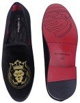 Men's Gold Velvet Embroidered Slip-On Loafers