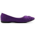 Purple Pleated Flat Ballet Shoes for Women