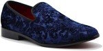 Royal Blue Vintage Velvet Flower Loafers for Men