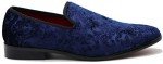 Royal Blue Vintage Velvet Flower Loafers for Men