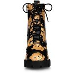 Colorful Printed Platform Lace-Up Combat Boots for Women