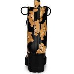 Colorful Printed Platform Lace-Up Combat Boots for Women