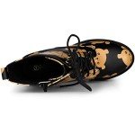 Colorful Printed Platform Lace-Up Combat Boots for Women